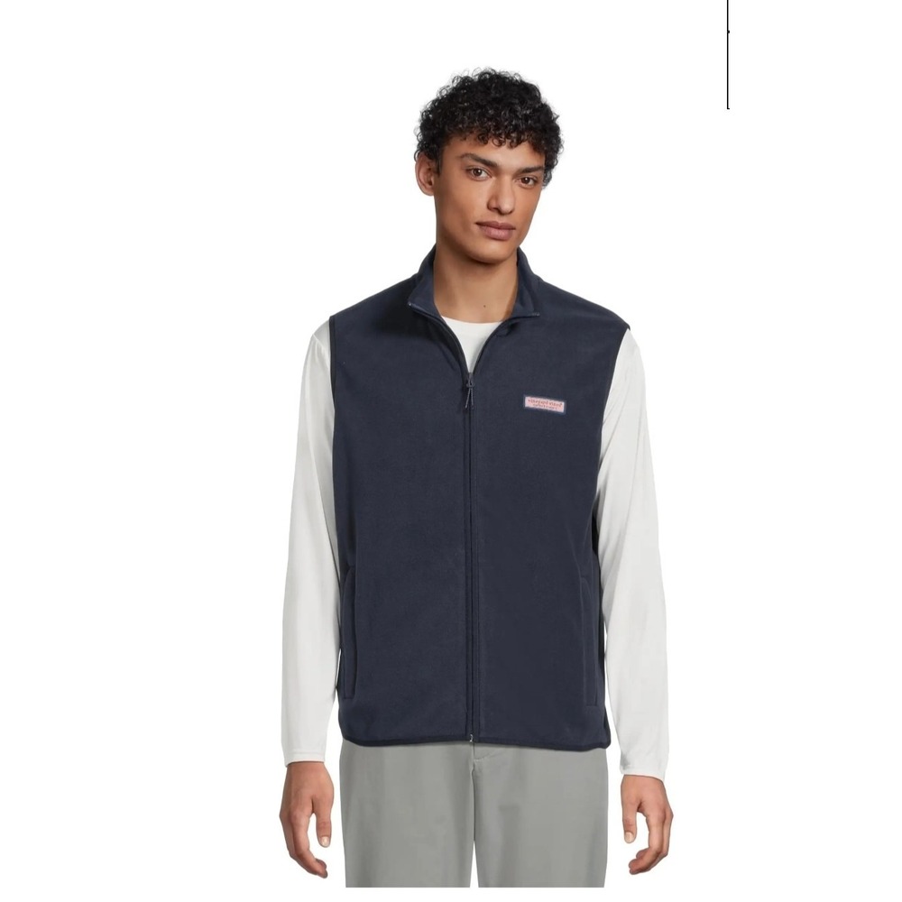 Vineyard Vines Harbor Fleece Navy Full Zip Up Vest  Size M